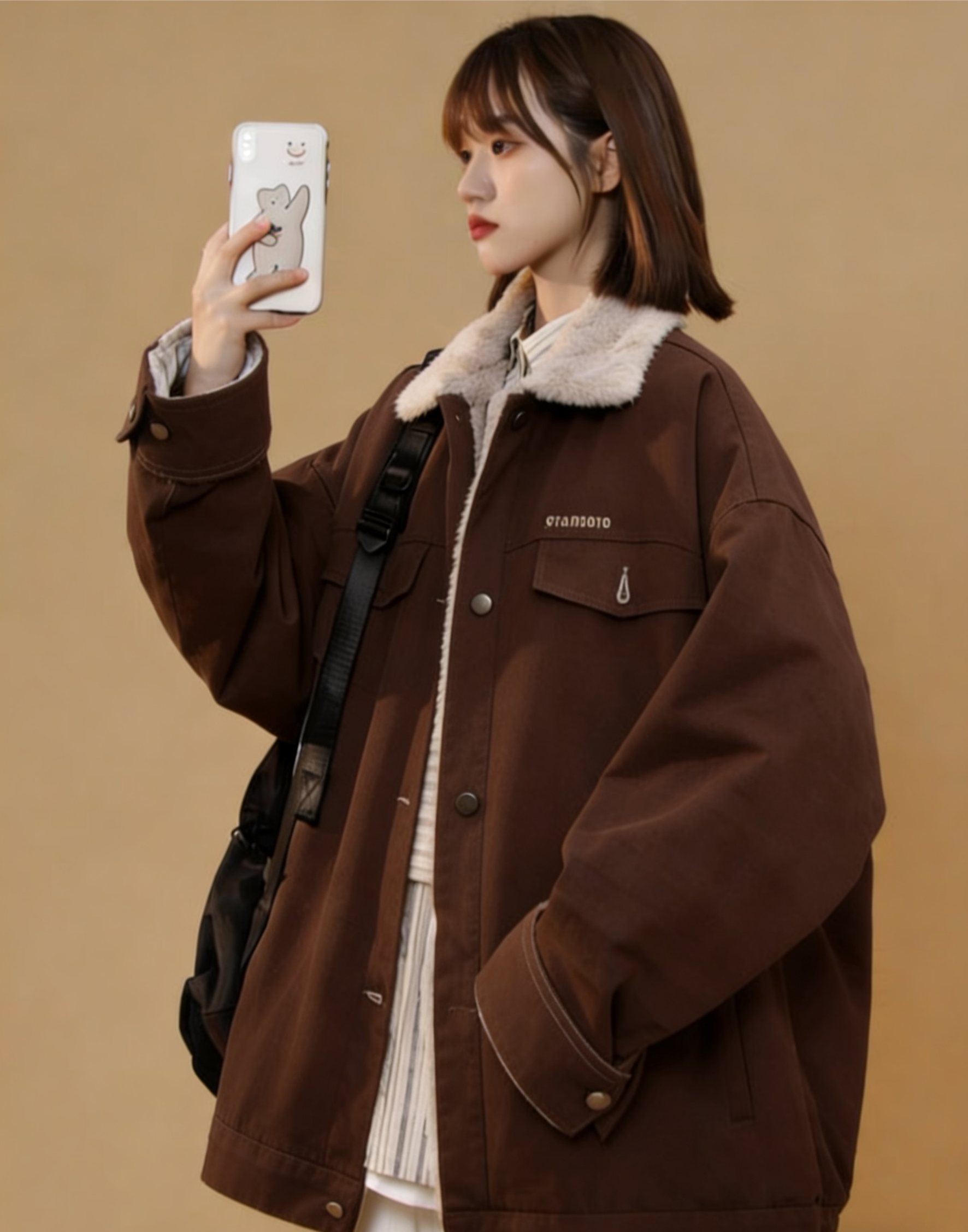 韩版休闲加绒加厚牛仔派克服女秋冬复古宽松百搭棉衣保暖夹克外套