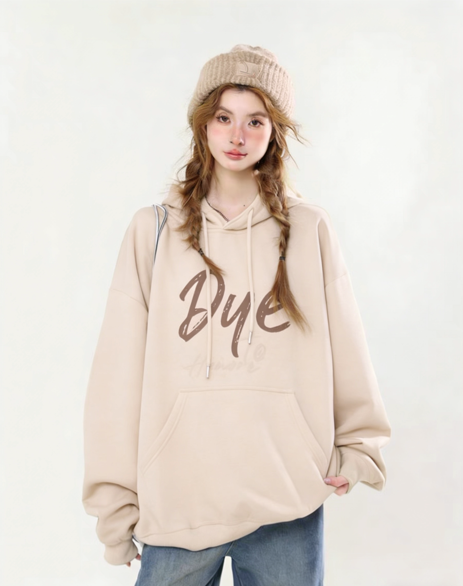 女大童卫衣2025新款洋气初中生加绒加厚连帽上衣高中生宽松外套潮