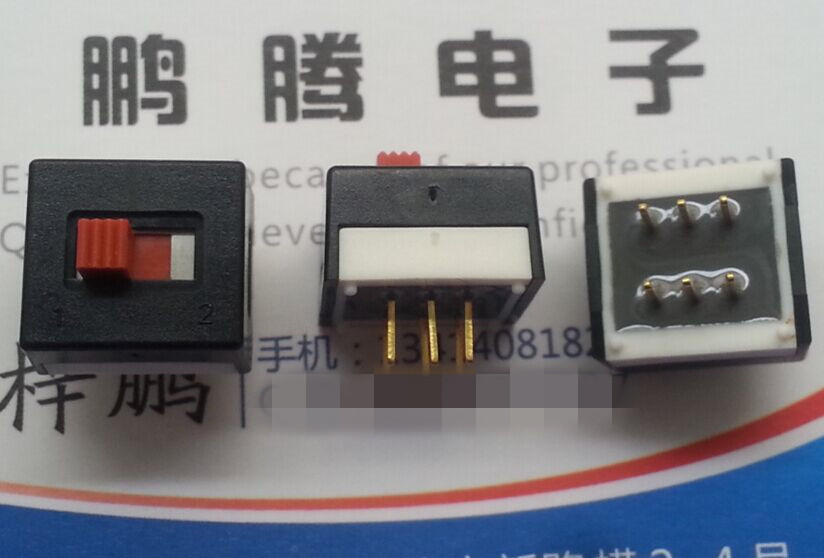 台湾原装德利威 立式双刀双联滑动开关 6MD1S2M2RES 6脚2档 2.54