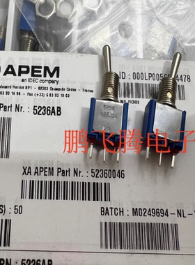 法国APEM 3脚2档电源切换摇头摇臂开关 5236CDB 5236AB  针脚