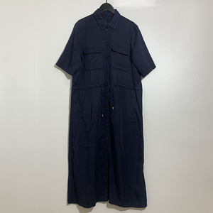 圣迪家女式小方领收腰对称口袋长款连衣裙断码清仓1211