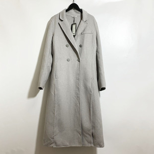 圣迪家女士简约大方开叉摆双面呢长款 大衣含羊毛50%1862