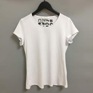 圣迪家女式圆领趣味人儿棉质T恤短袖0116