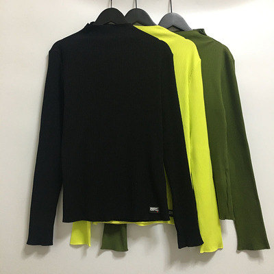 圣迪家女式长袖半高领针织T恤