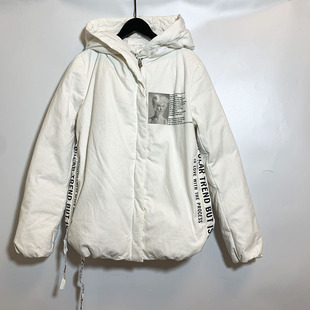 圣迪家女士休闲连帽抽象人物羽绒服特价清仓2410