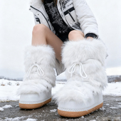 升级款 棉靴跨境欧美俄罗斯 保暖鞋 仿兔全毛雪地靴女时尚 月亮靴冬季