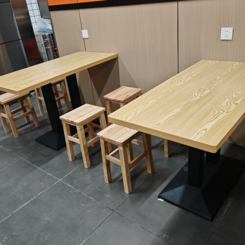 快餐店小吃店桌椅面馆桌椅早餐店烧烤店商用餐饮桌凳组合实木方凳