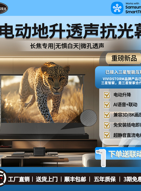 VIVIDSTORM透声投影幕布 电动地升抗光幕布 4K超高清家用长焦投影仪幕布家庭影院地拉式自动升降幕布120寸100