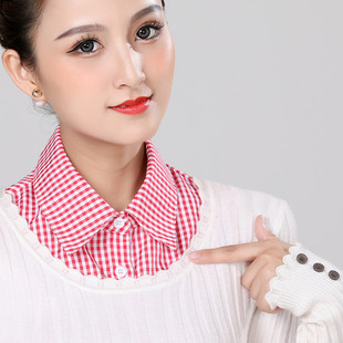 衬衣半身内搭时尚 格子条纹衬衫 潮流假领 新款 女百搭假领子春秋冬季