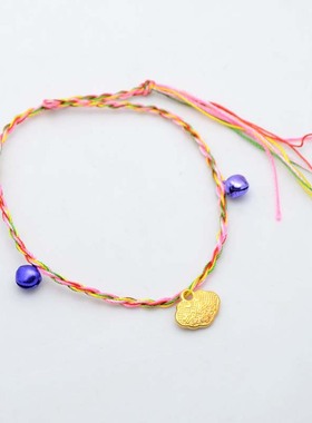 亲淘铃铛长命锁五彩线绳手链手链