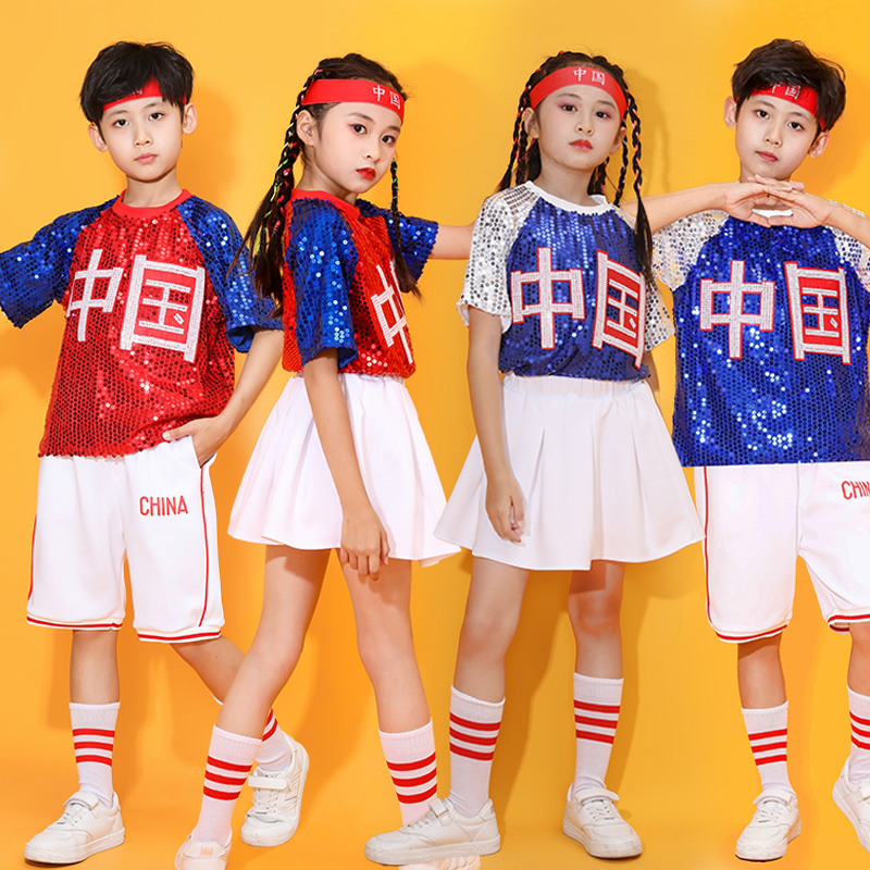 小学生运动会服装儿童爵士舞街舞啦啦队演出服男女童街舞潮服嘻哈