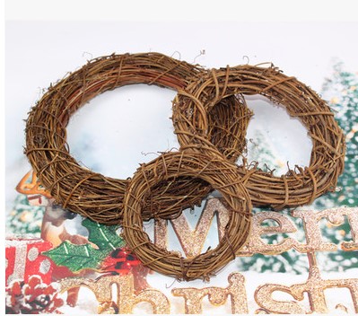 圣诞藤环  美式乡村天然裸圈藤圈  节庆婚庆店面橱窗门挂花