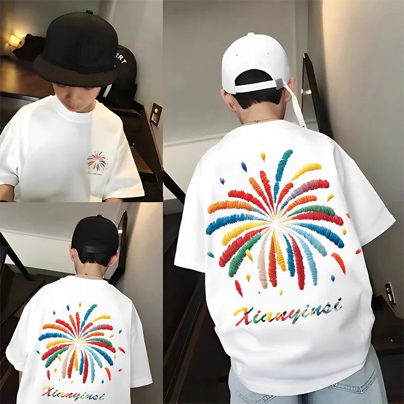 (纯棉实体品质)亲子童装男童t恤短袖夏装儿童中大童男孩上衣宽松