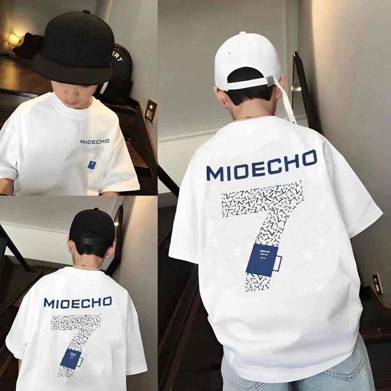 【实体品质】纯棉童装男童t恤短袖夏装儿童中大童男孩上衣宽松半�