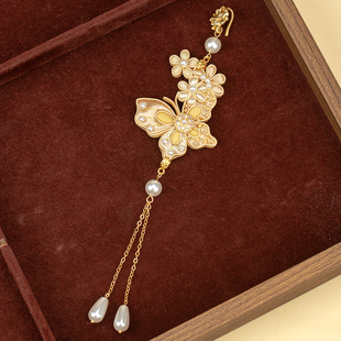 旗袍盘扣扣子中式胸针压襟挂饰蝶恋花压襟扣服饰装饰辅料纽扣配件