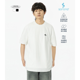 YOKE STUDIO夏季新品sorona凉感圆领短袖T恤男纯色小标休闲上衣