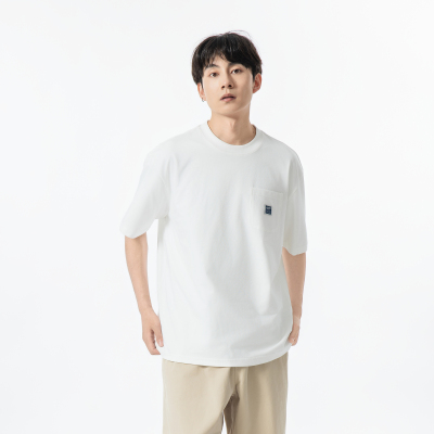 Yoke Studio 2025夏季新品日系复古休闲短袖T恤男纯色宽松纯棉T恤