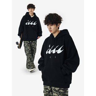 外套情侣 字母印花宽松连帽卫衣男女运动休闲帽衫 YOKE STUDIO美式