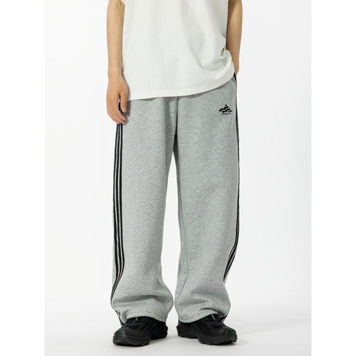 复古三条杠宽松休闲卫裤