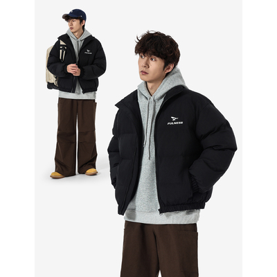 YOKE STUDIO美式休闲字母印花纯色短款棉服男女立领保暖面包服冬