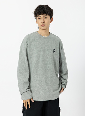 YOKE STUDIO美式休闲春季纯棉圆领T恤男女16支230g长袖内搭上衣