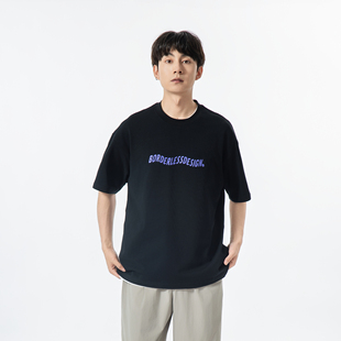 新款 夏季 Studio 宽松T恤 T恤男美式 休闲字母纯色男女同款 短袖 Yoke
