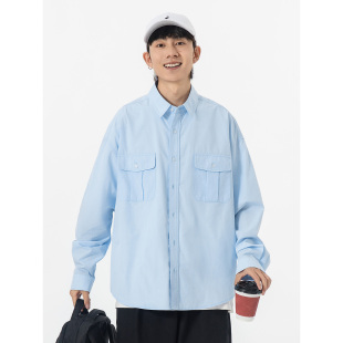 长袖 YOKE 男cityboy宽松休闲薄款 日系双口袋方领衬衫 衬衣 STUDIO