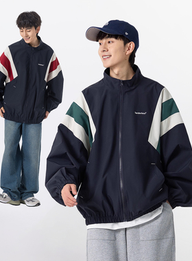 YOKE STUDIO 美式复古拼接立领夹克男cityboy宽松休闲冲锋外套