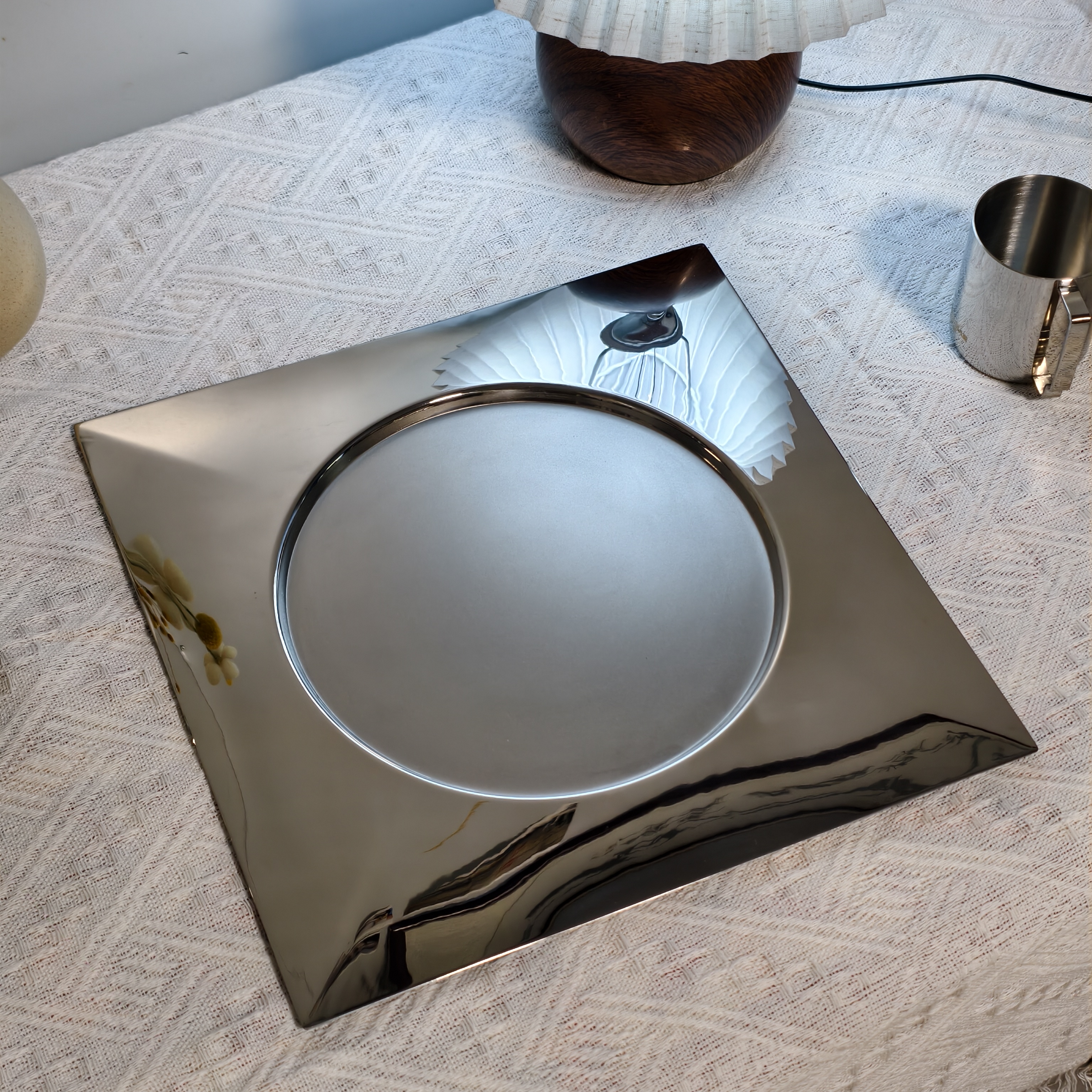 la歌tina不锈钢盘托盘果盘餐盘加厚一体成型316装饰品