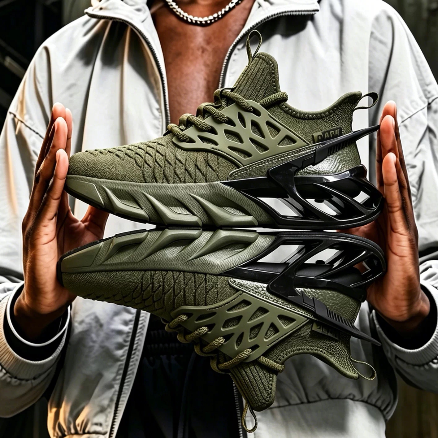 2026新款休闲风网面老爹鞋男夏季透气减震运动鞋男士刀锋鞋跑步鞋