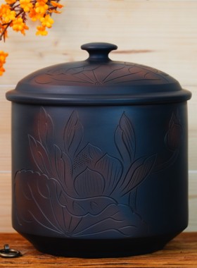 建水紫陶茶叶罐陶瓷密封罐家用小号散茶罐复古醒茶存茶储存罐高档