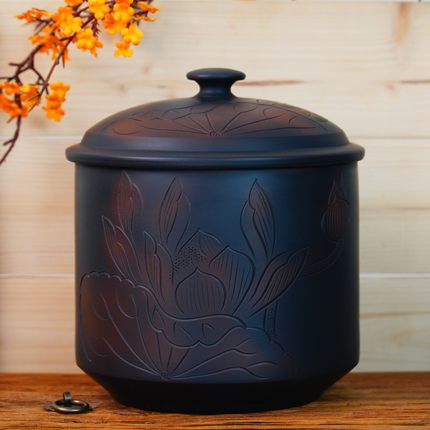 建水紫陶茶叶罐陶瓷密封罐家用小号散茶罐复古醒茶存茶储存罐高档