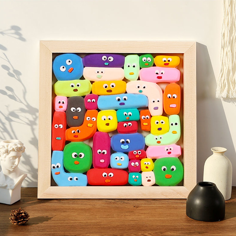 粘土木质画框超轻黏土手工制作材料diy木质立体雪花泥装饰小相框