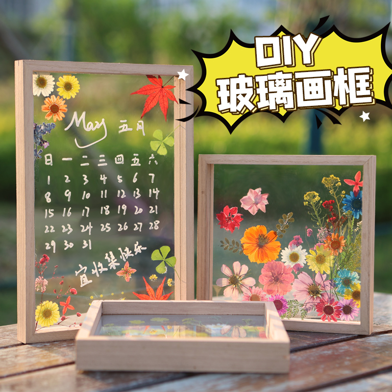 干花树叶植物标本相框diy压花手工材料透明玻璃画框装饰学校布置图片