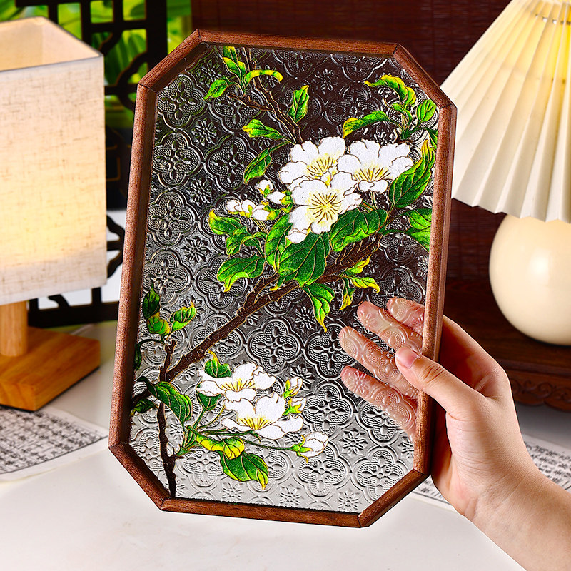 diy掐丝珐琅画手工材料包复古海棠花茶盘中国风团建活动非遗礼物,特色手工艺,景泰蓝,淘宝优惠券,粉丝福利购,淘宝优惠卷