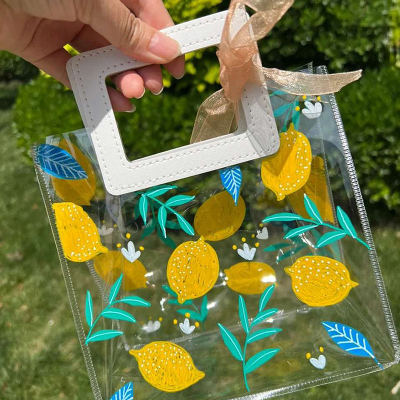 绘画透明手提袋手工diy涂鸦空白幼儿园美术材料户外亲子活动pvc袋