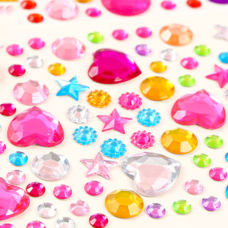 宝石贴纸儿童钻石贴画水晶宝石贴画玩具女孩立体贴画手工小贴钻画