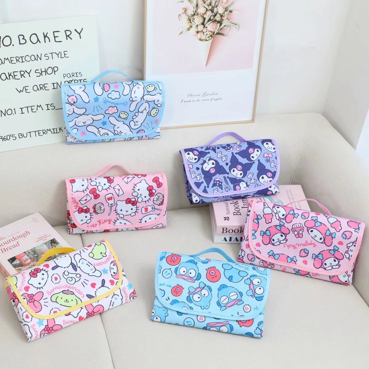 日系可爱美乐蒂便携折叠野餐垫防水防污野餐布卡通野餐垫子野餐布