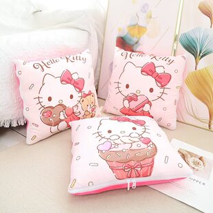 可爱卡通KT猫抱枕被子两用办公室午睡空调毯子学生宿舍单人午休毯