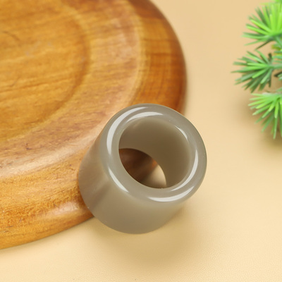 和田玉糖玉扳指男女款新疆玉烟灰宽边指环戒指大圈口玉扳指把玩