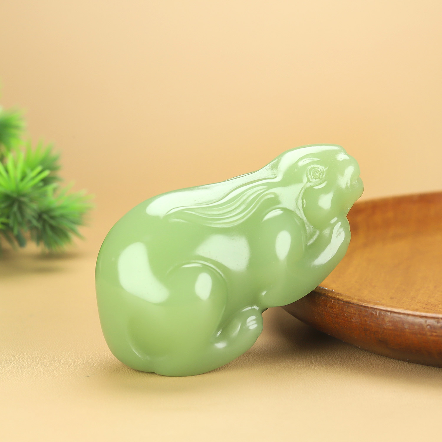 新疆玉且末蓝生肖兔把件和田玉兔子把玩件青白玉玉兔前途无量把件