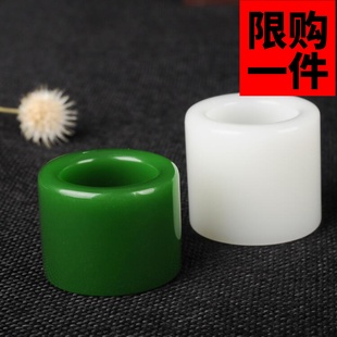 新疆和田玉玉扳指羊脂玉白玉指环菠菜绿碧玉戒指大号和田玉指环