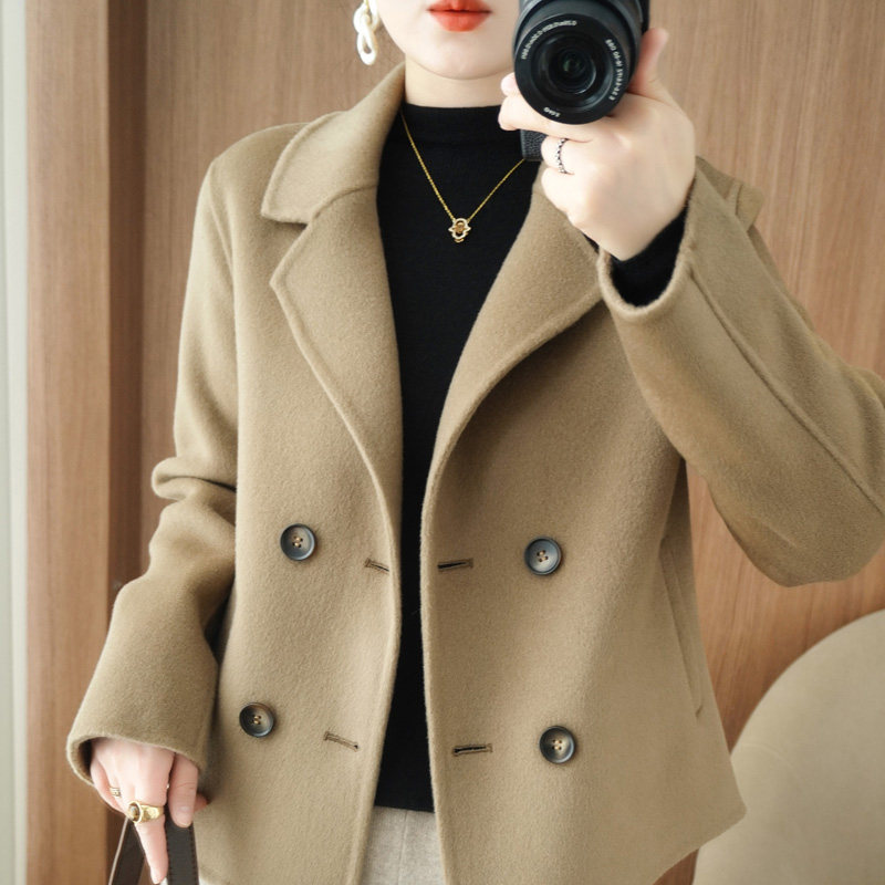 秋冬新款双面呢大衣短款羊毛呢子