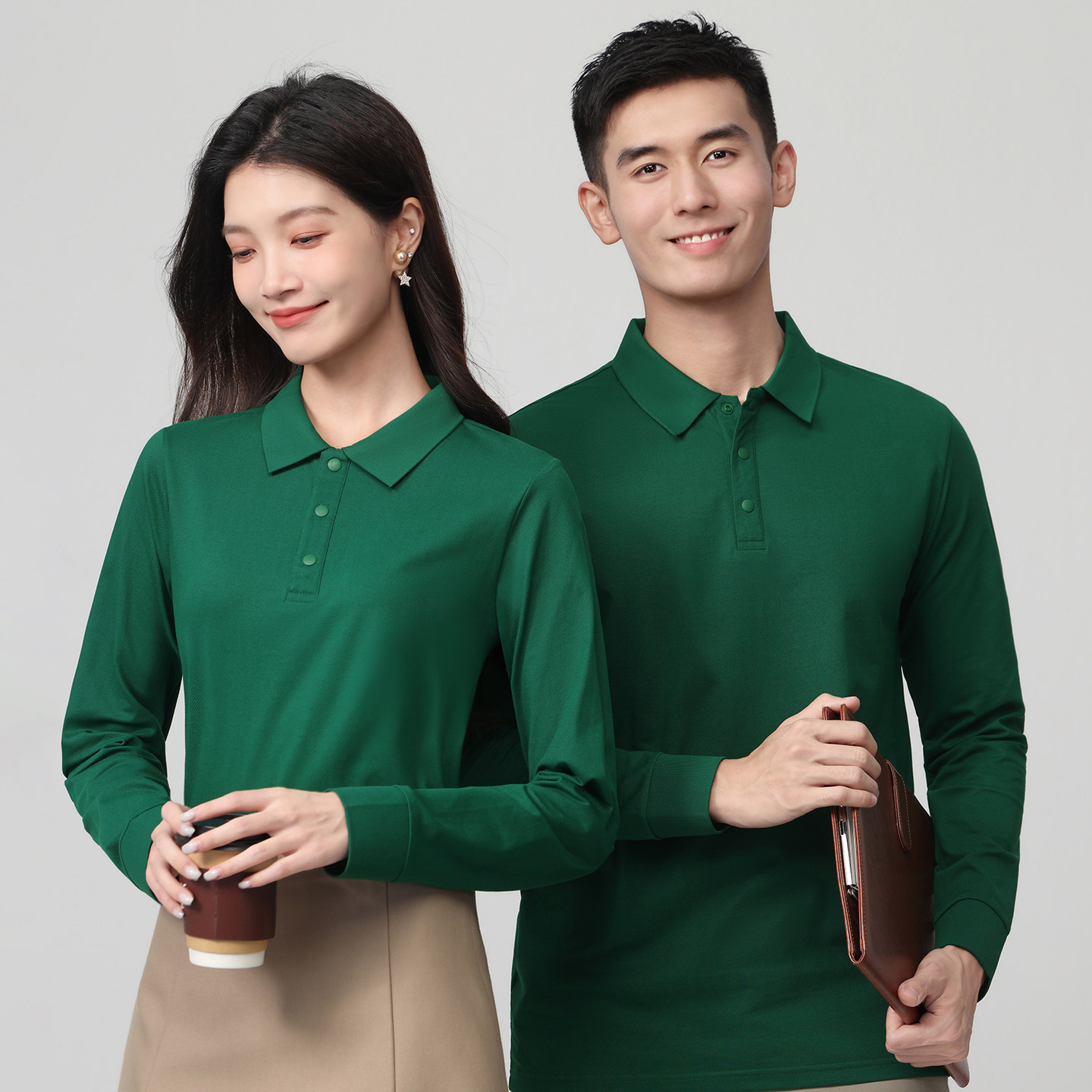 高端polo团体定制工作服长袖涤棉图片