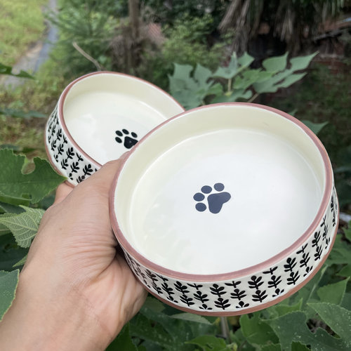 日式陶瓷狗碗猫猫碗简约吃饭宠物碗狗食盆中大型犬狗粮碗喝水碗盆