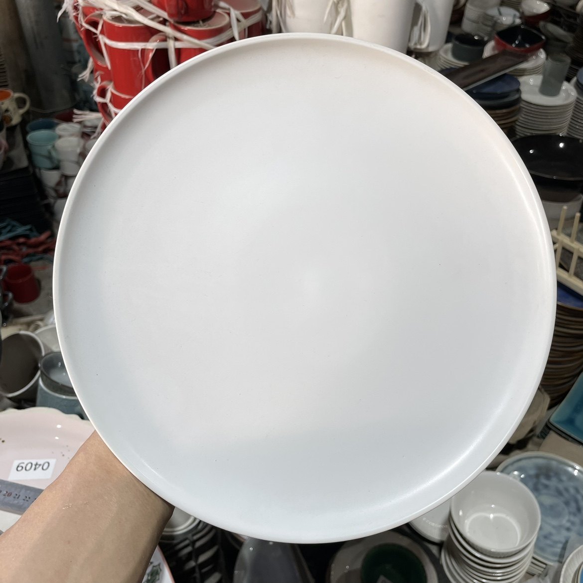 0494高白哑光10.7英寸大平盘微瑕外贸陶瓷大西餐盘高档新款ins风
