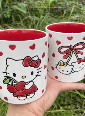 釉下彩工艺hellokitty陶瓷杯子家用喝水杯子超萌笔筒大容量450ML