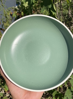 外贸正单带标绿色芝麻点汤碗陶瓷深盘釉下家用菜碗面碗水果沙拉碗