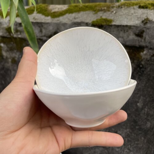 两只装ins风窑变斗笠碗调料碗蘸料碗陶瓷异形小碗茶杯小巧1001