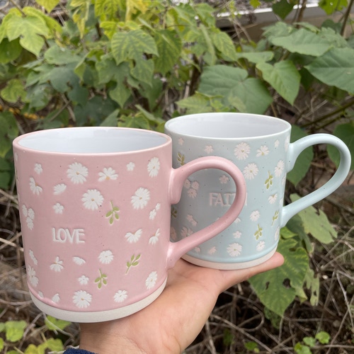 小清新碎花陶瓷杯马克杯咖啡杯水杯子家用早餐杯牛奶杯办公室茶杯
